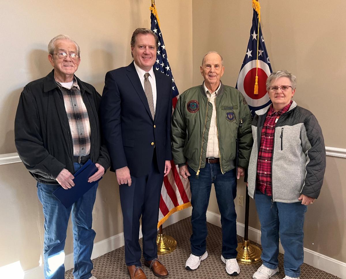 From left to right: Retired Tech. Sgt. Jerry Litten, Congressman Mike Turner, Retired Tech. Sgt. Larry Litten, Leona Litten