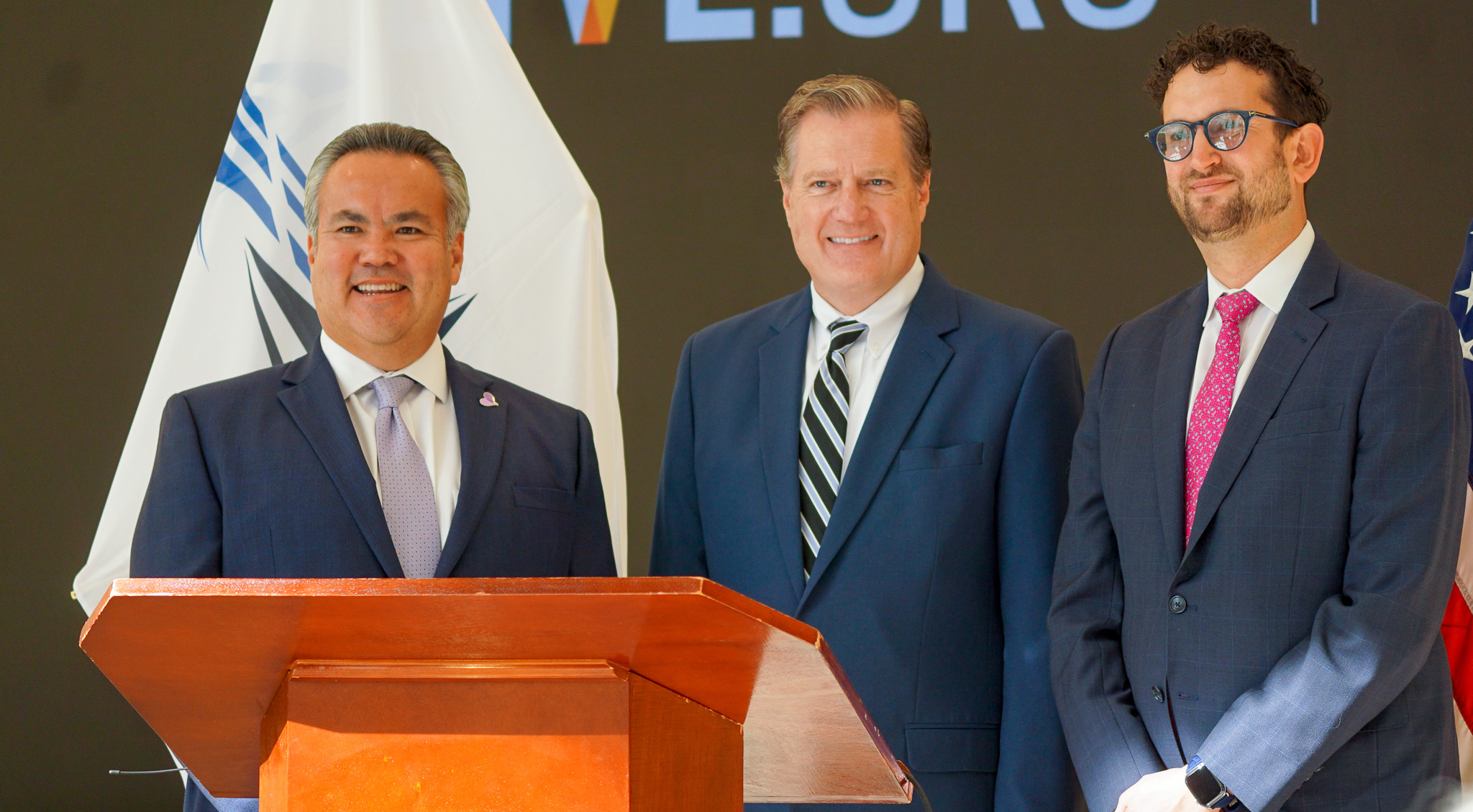 From left to right: Erhardt Preitauer, President and CEO of CareSource, Congressman Mike Turner, and Gabriel van Aalst, President and CEO of Dayton Live.